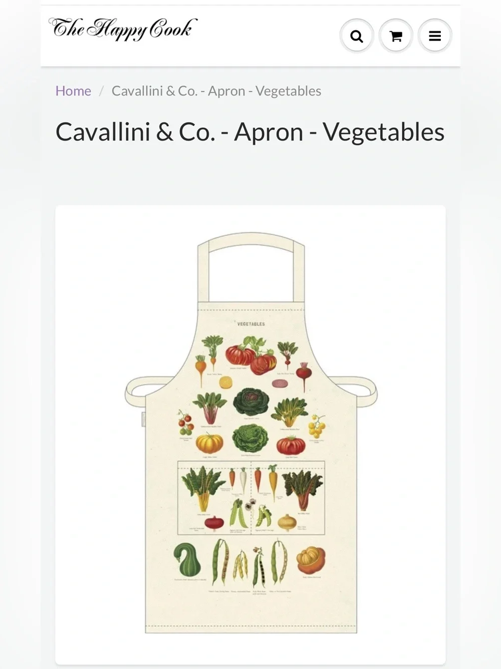 Cavallini & Co. Vegetables Kitchen Apron - New